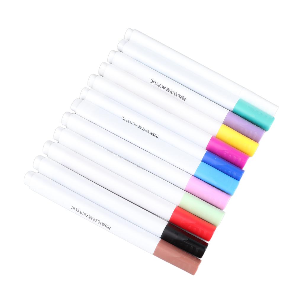 12 Pezzi Pennarelli Acrilici Colori Ricchi Struttura Triangolare Ergonomici Pennarelli Graffiti per Legno Tessuto Vetro Plastica