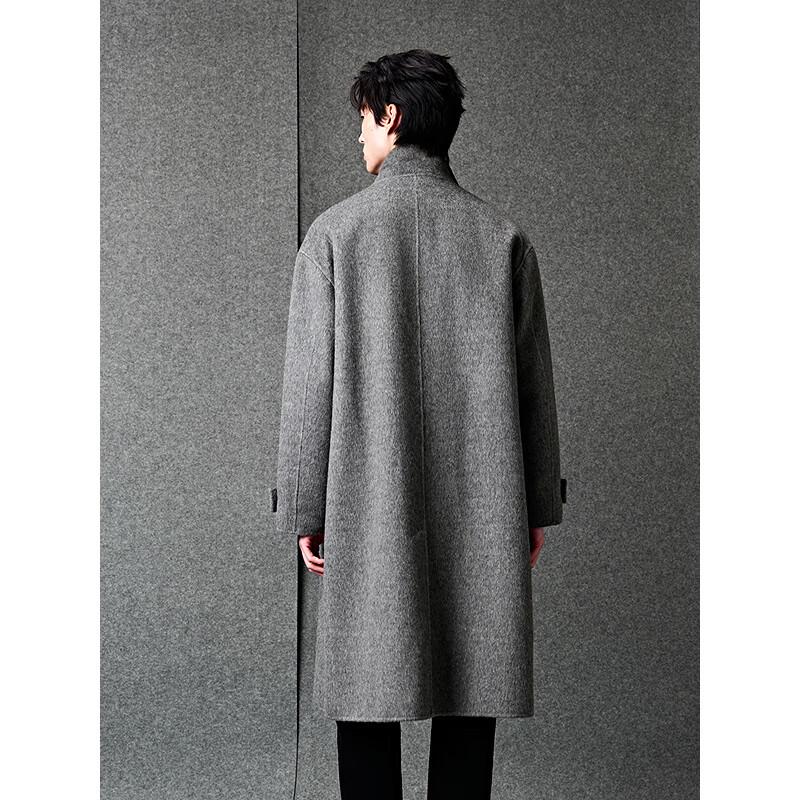 GXG Men's Classic Alpaca Wool Silk Stand Collar Long Coat