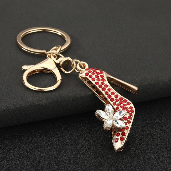 Keychain Pendant Sparkling Rhinestones High Heels Charm Key Chain with Lobster Clasp Electroplated Key Holder Bag Accessory