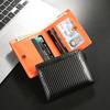 Men Carbon Fiber Wallet RFID Blocking Short Bifold Wallet Zipper Coin Pocket Card Holder Slim ID Window