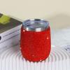 360ml Double Wall Vacuum Insulated Stainless Steel Tumbler With Rhinestone Decor Large Belly Shape Travel Cup Wine Coffee Tea