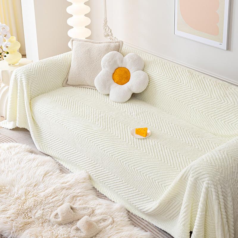 Simple Style Large Herringbone Plush Sofa Towel Universal Living Room Universal Cover Cover