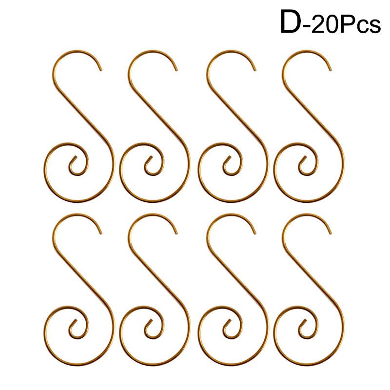 

20 шт. Рождественские украшения крючки металлические S-образные крючки держатели для елочных шаров подвеска подвесное украшение DIY домашний декор