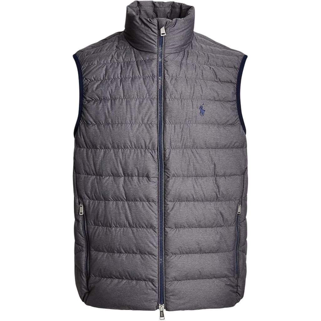 Polo Ralph Lauren Solid Color Pony Embroidered Zippered Stand Collar Sleeveless Down Jacket Men Outerwear Gray MNPOOTW1N210049-D86