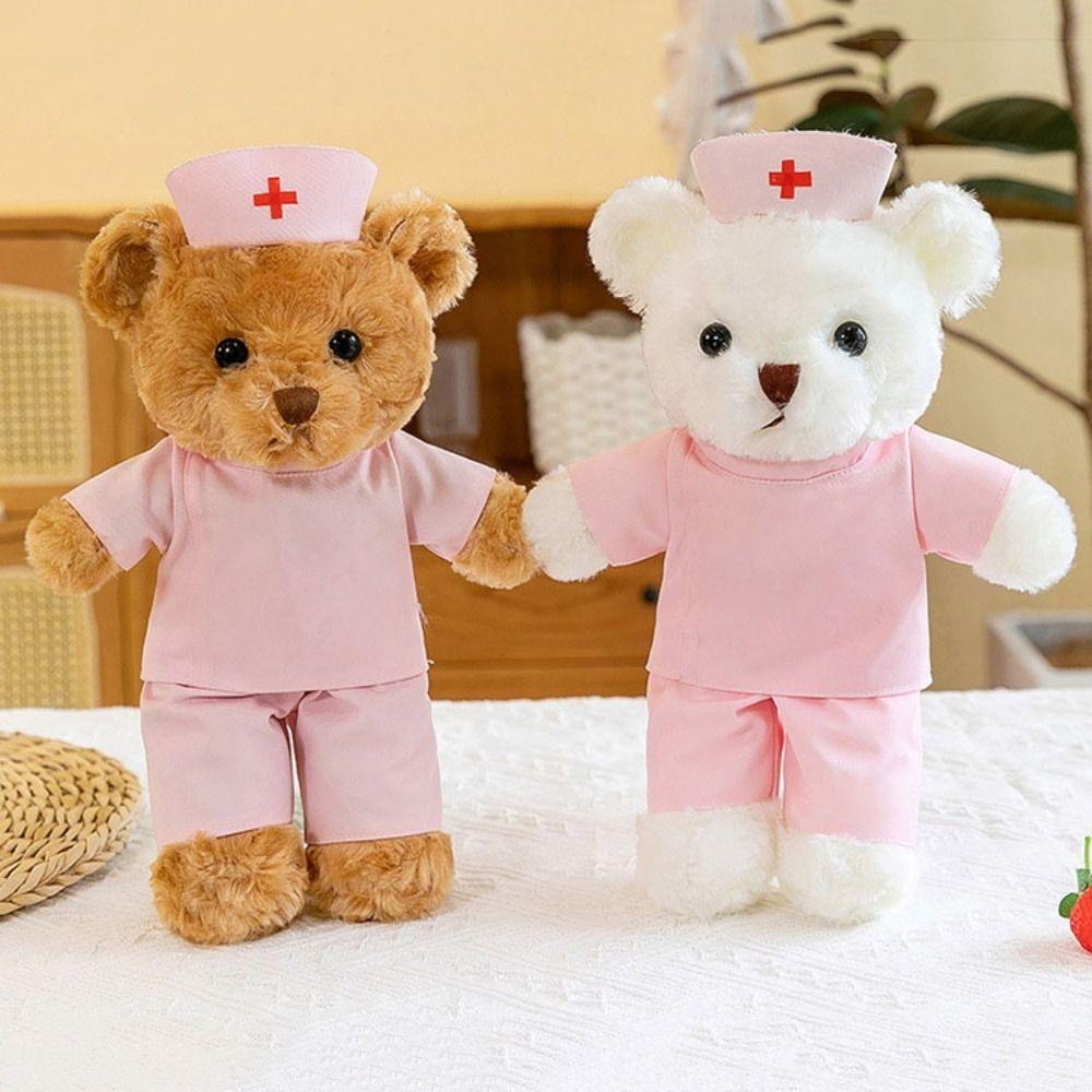 Uniform Nurse Bear Plush White Coat Animal Plush Bear Doctor Bear Stuffed  Gift Nurse's Day