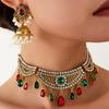 Retro Ethnic Rhinestone Tassel Necklace & Earrings Set for Women