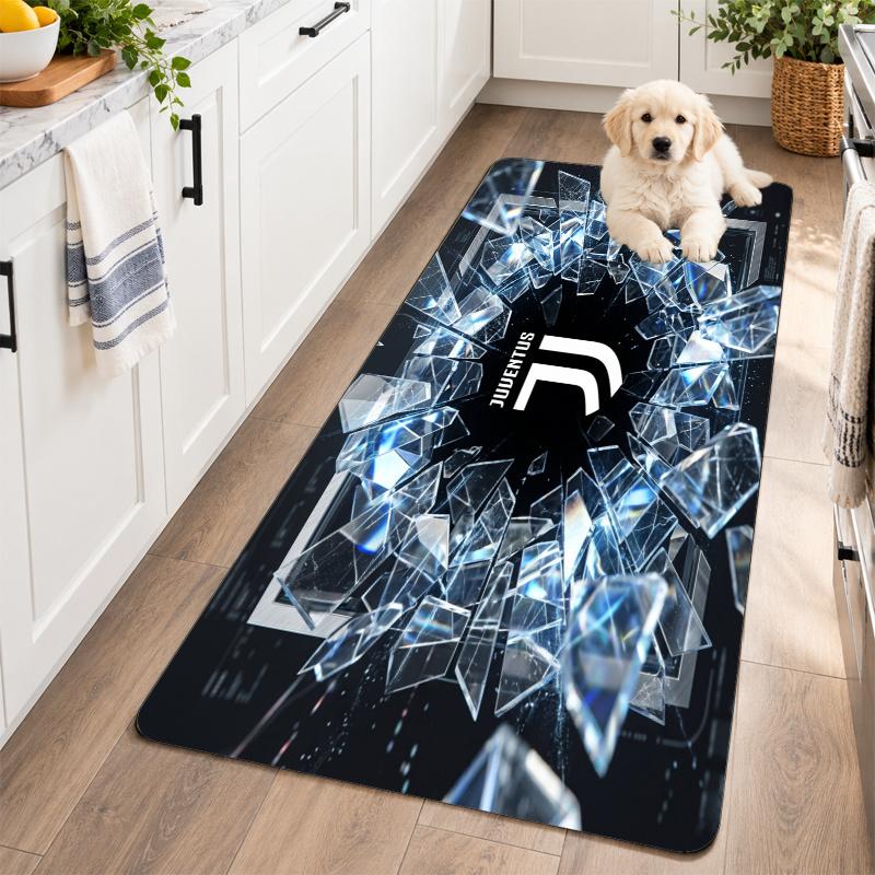 Flannel Kitchen Mat Juventus FC Soft Area Rug Non Slip Floor Carpet Home Decoration