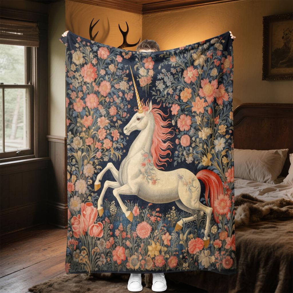 1pc Medieval Baroque Dream Unicorn blanket, al season lightweigh Poster blanket home office outdoor nap multifunc Poster blanketional blanket