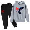 Roupas Infantis Inverno Primavera Moletons com Capuz Masculinos para Meninos (3-13 Anos)Conjuntos Esportivos de Anime Roupas Infantis Blusas+Calças