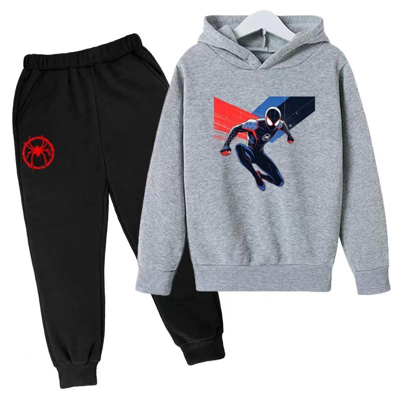 Roupas Infantis Inverno Primavera Moletons com Capuz Masculinos para Meninos (3-13 Anos)Conjuntos Esportivos de Anime Roupas Infantis Blusas+Calças