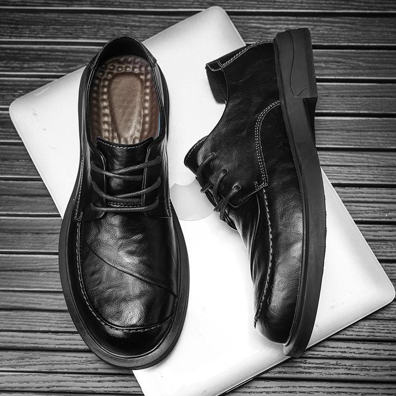Leather shoes men's spring 2025 new business casual men's shoes soft sole lace-up versatile groom wedding dress leather shoes