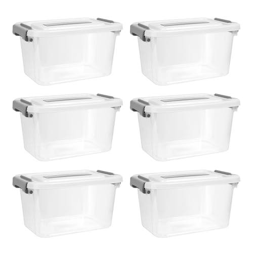 RAIN QUEEN Toy Storage Basket with Lid for Lego, Tomica, Building Blocks, LEGO Storage Box, Stackable, Transparent, Organized, Plastic, Set of 6