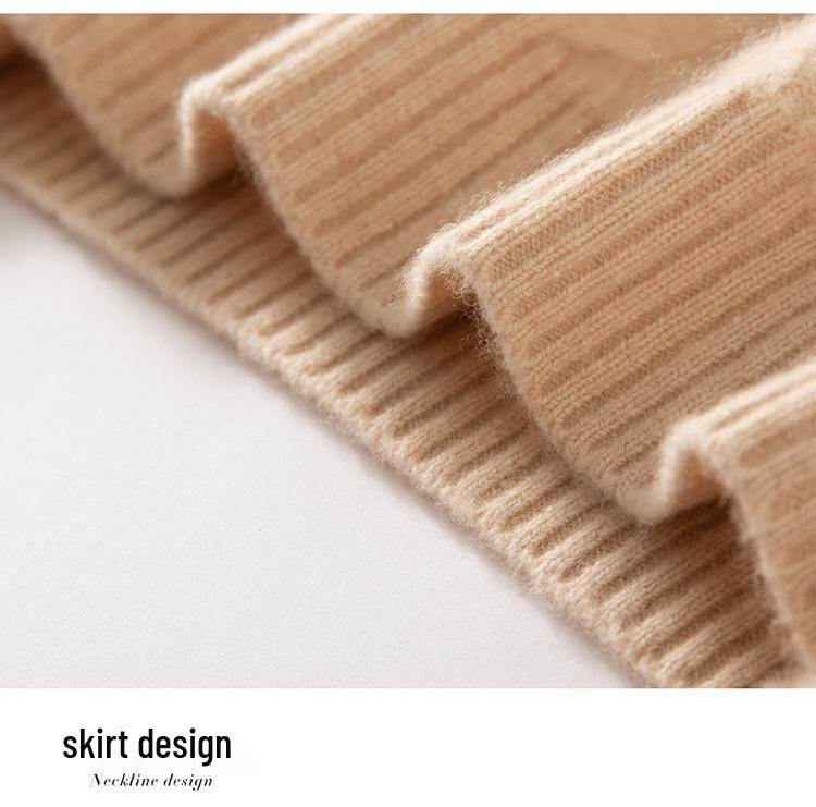 Women's High-Neck Cable Knit Cashmere Sweater: Pullover, Loose Fit, Raglan Long Sleeves - Perfect Base Layer for Autumn and Winter.