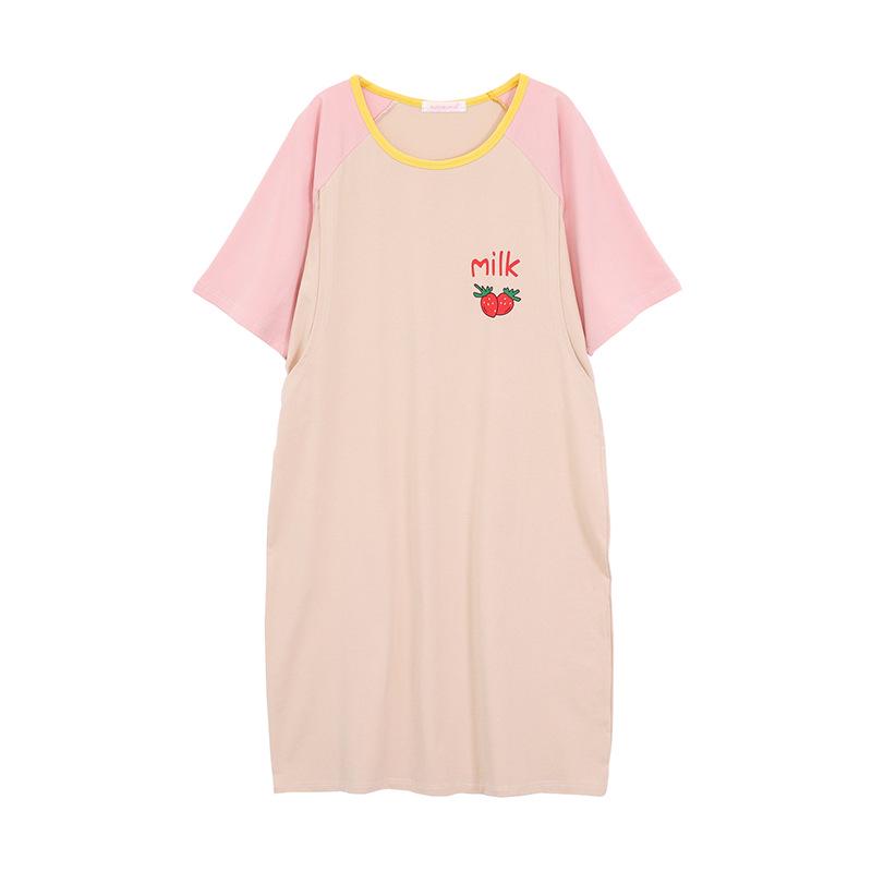 Summer Maternity & Nursing Dress: Short Sleeve Cotton Nightgown for Postpartum Moms