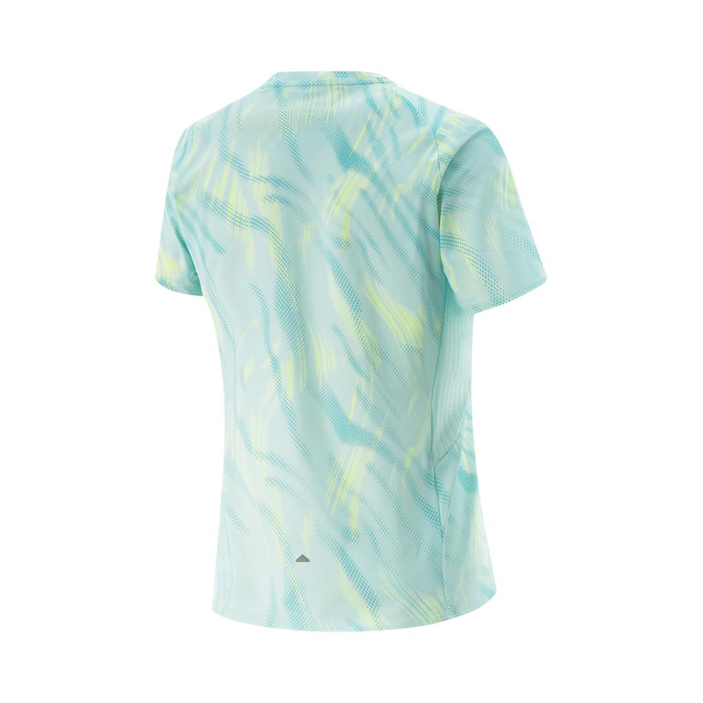 Li-Ning Running Series All-Over Print Breathable Versatile Short Sleeve T-Shirt Women Tops Cloud-Porcelain-Blue ATSV376-2