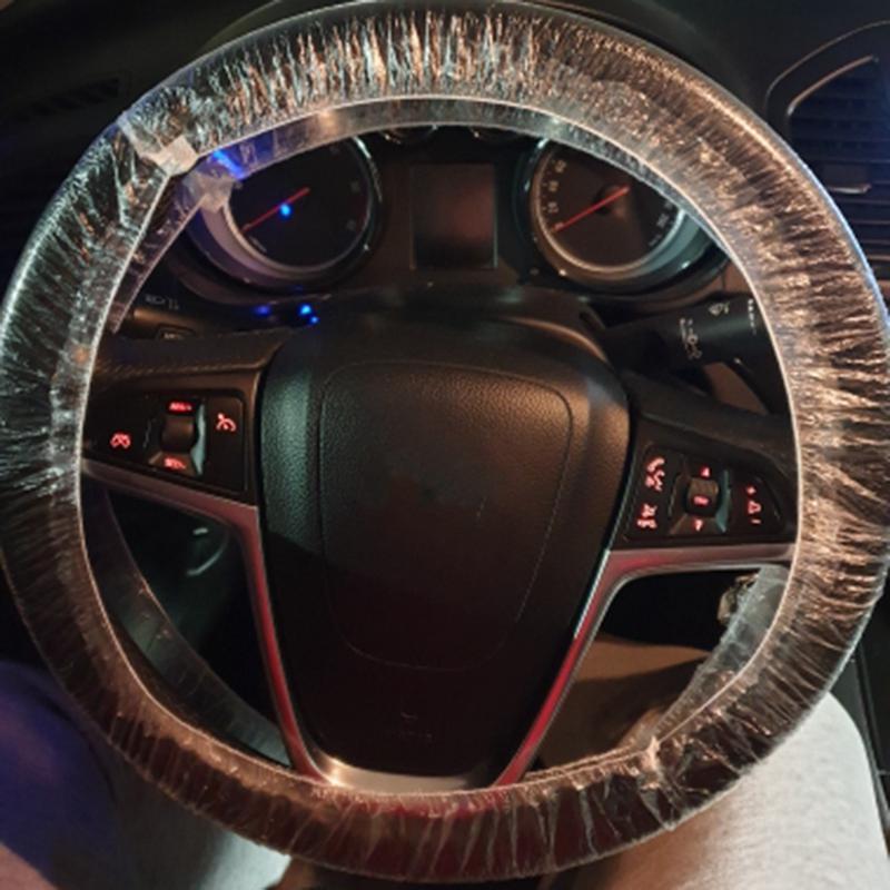 50Pcs/Set Universal Disposable Plastic Steering Wheel Cover Elastic Trim Disposable Truck Car Steering Wheel Covers Films