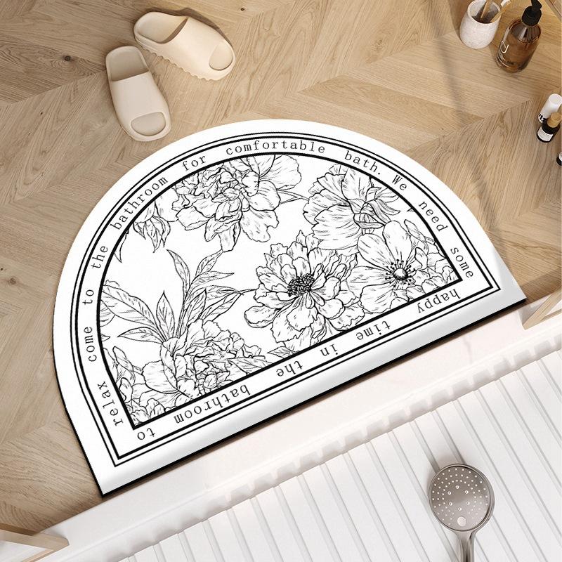 Bathroom Floor Mat American Soft Diatom Mud Absorbing Foot Mat Bathroom Door Anti-slip Toilet Bathroom Semicircular Carpet