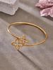 Elegant Double Flower Open Bracelet, 18k Gold-Plated Stainless Steel