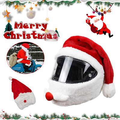 1PC Santa Claus Helmet Cover Plush Christmas Hat for Motorcycle Helmet Happy New Year Party Supplies Xmas Cosplay Accessoories