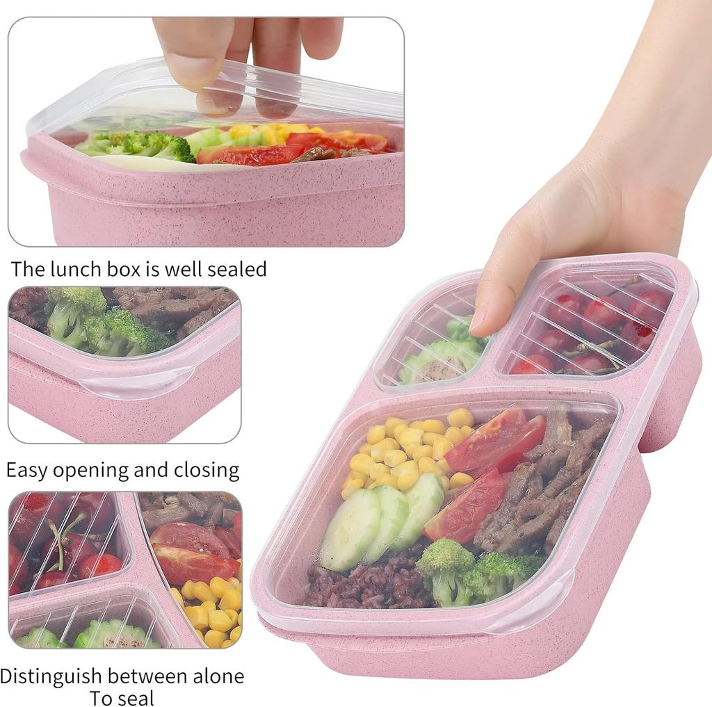 3 Grids Sealed Divided Bento Box Portable Plastic Lunch Box For Student Kid Camping Picnic Fruit Salad Food Container Microwave