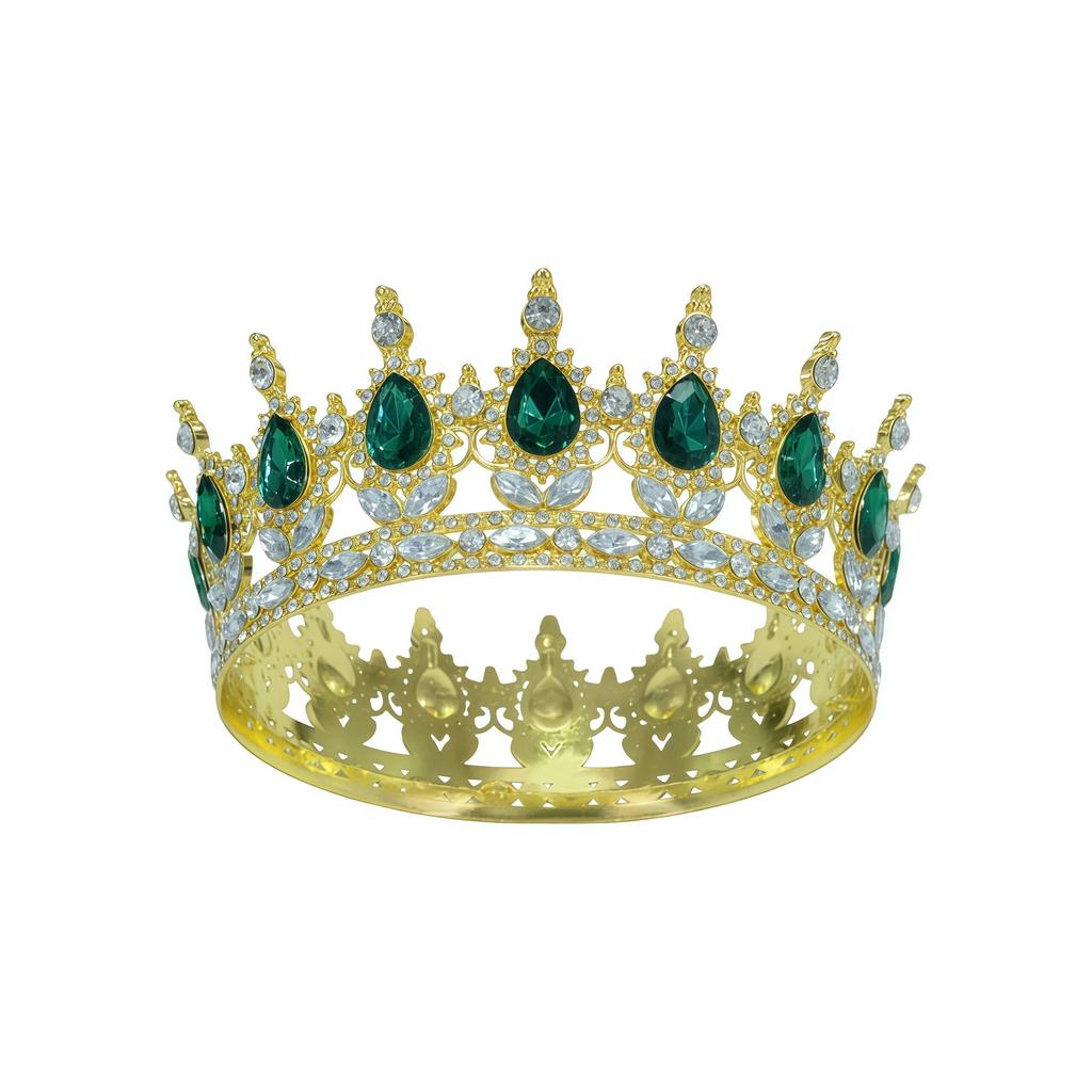 European and American Baroque Bridal Round Crown Party Dance Princess Tiara Birthday Crown Crystal Hair Accessories for Women