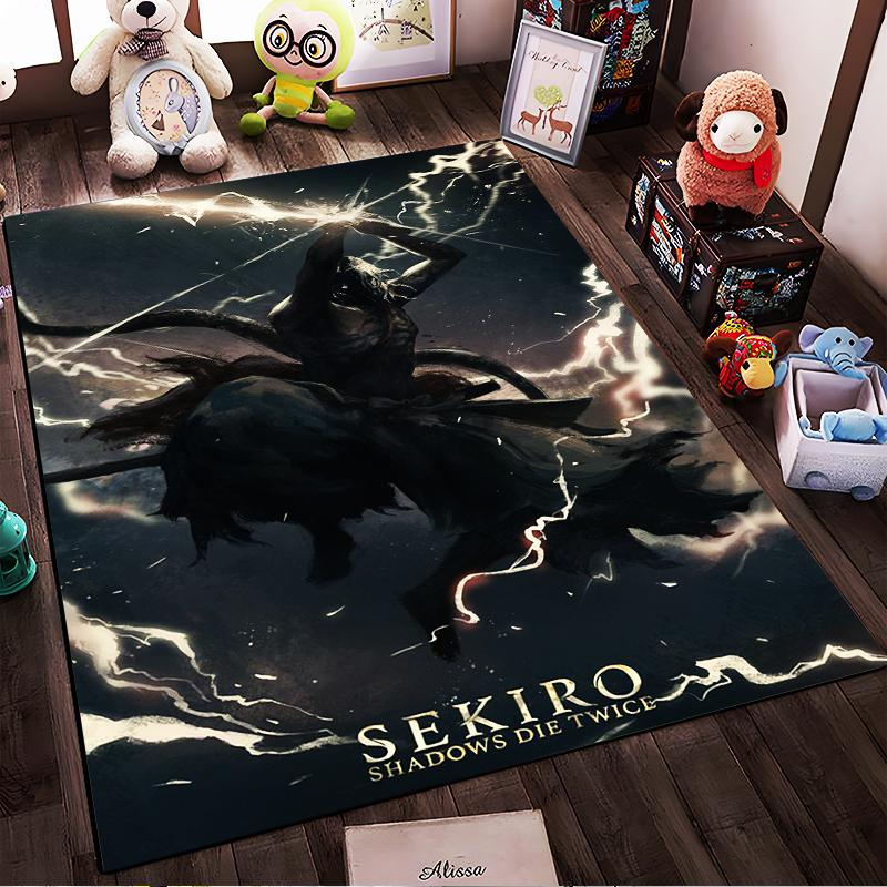 "Samurai zu Pferd Teppich - Sekiro Shadows Die Twice Blitz-Print" Geeignet für die Verwendung als rutschfeste Unterlage für Wohnzimmer, Schlafzimmer, Sofas