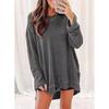BITCED Women's Fashion Casual Solid Color Print Long Sleeve O-Neck  Blouses & Shirts