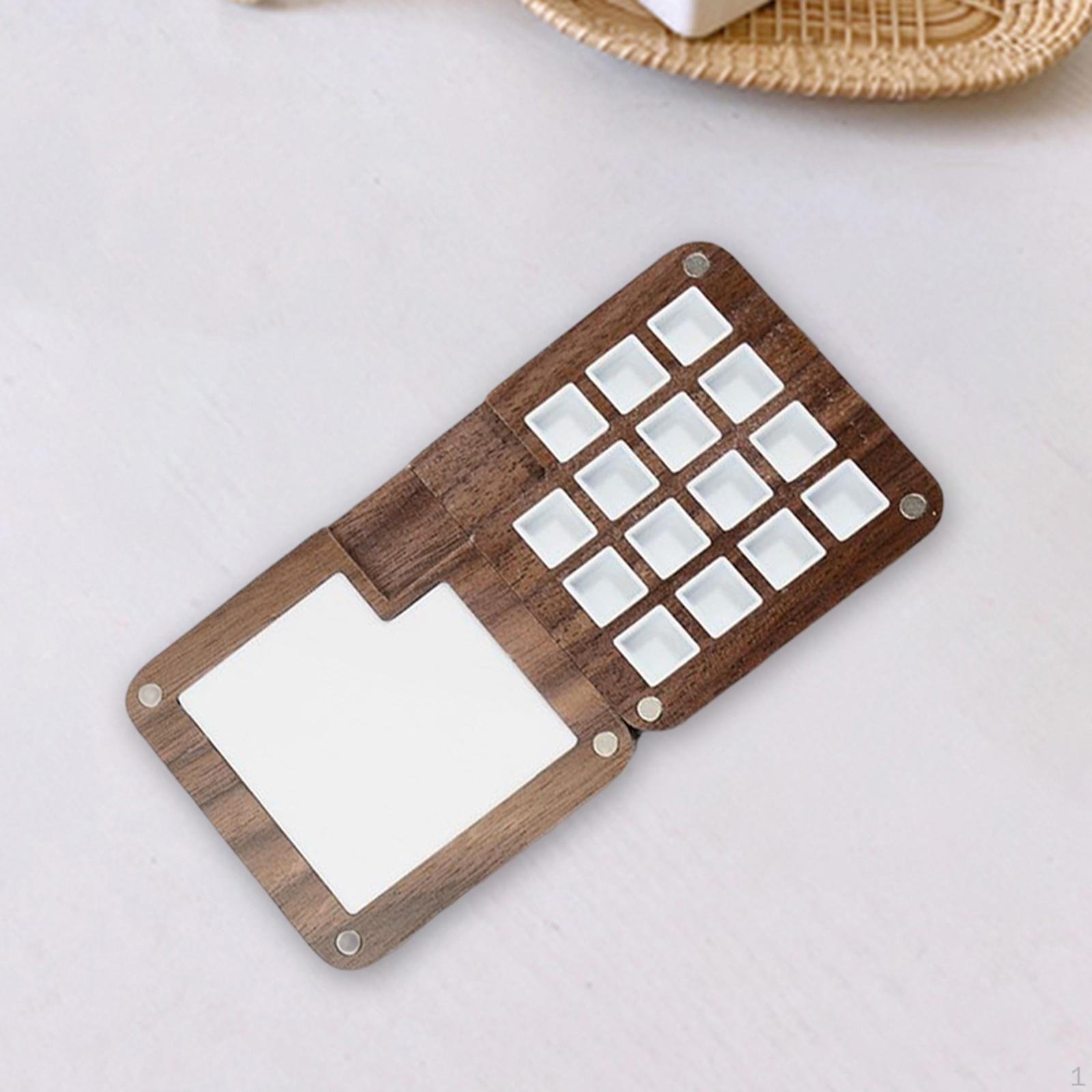 

Empty Watercolor Box Travel Paint Palette 14.7Cmx7.4cm Kids Gouache Wooden Walnut Material