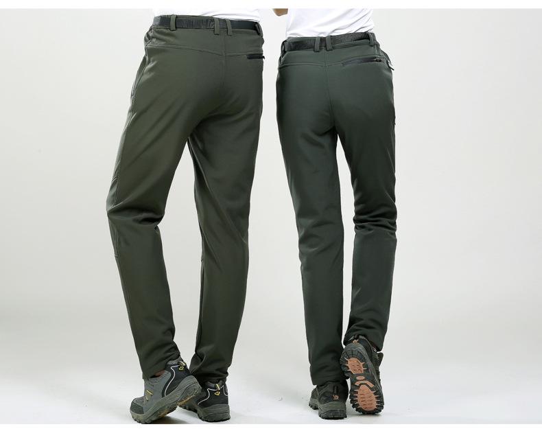 New Winter Softshell Fleece-Lined Waterproof Couples' Hiking Pants, Windproof, Plus Size for Men and Women