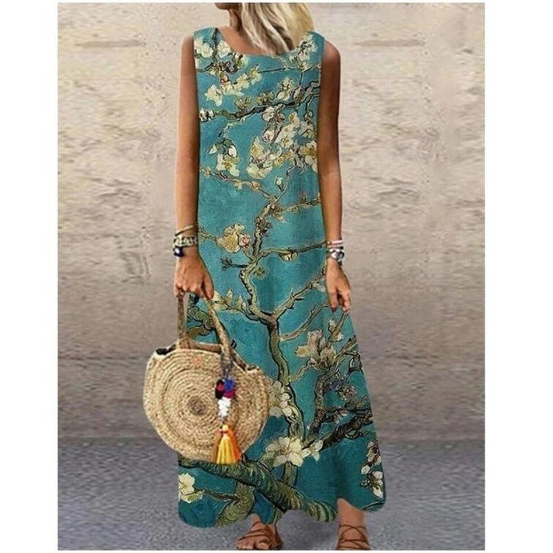 

Платья Женские Повседневный Летний Сарафан Винтажные Макси Платья Для Женщин Style12 M