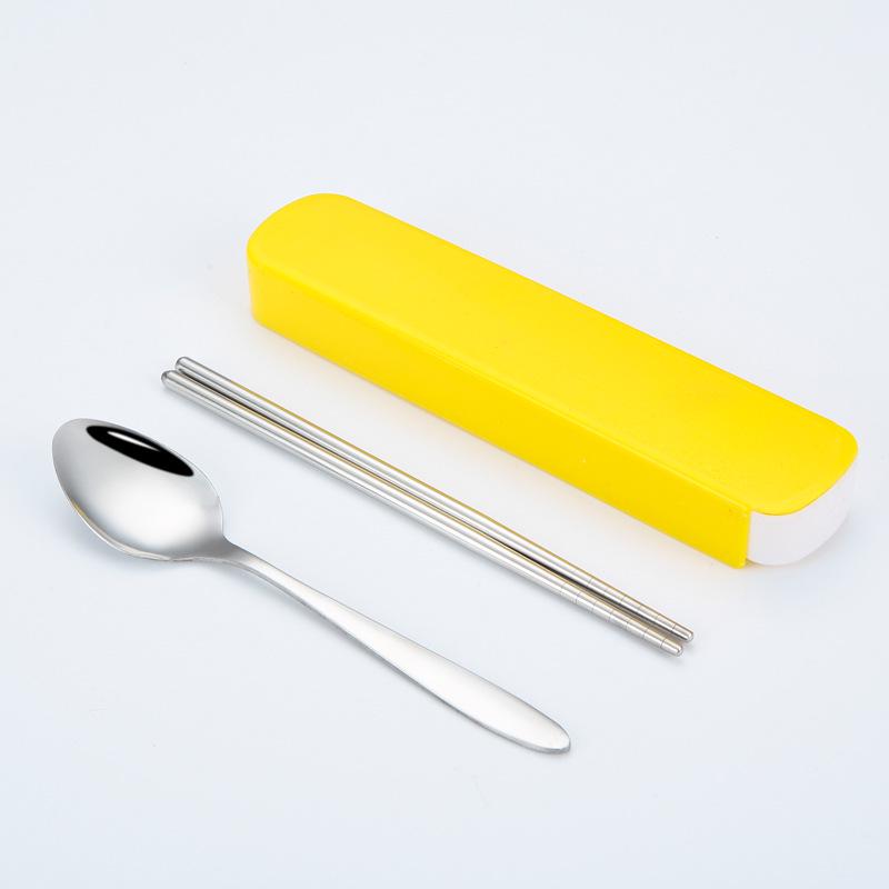 Portable Stainless Steel Cutlery Set: Spoons, Chopsticks, Knife, Fork - Three-Piece Set