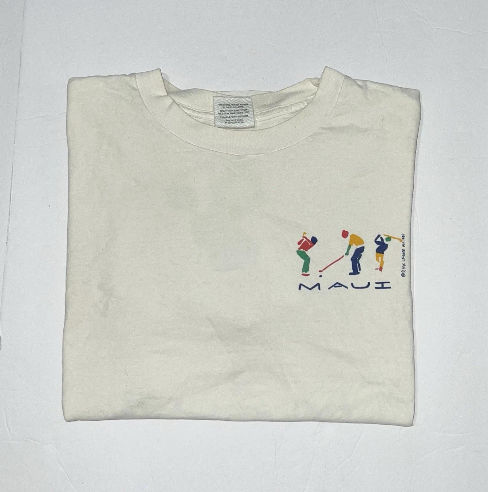 Sgt Leisure 1990 Men’s Large Maui Hawaii Golf Single Stitch White T-Shirt USA M