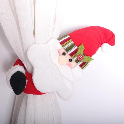 1/2Pcs Christmas Curtain Buckle Cartoon Santa Claus Snowman Dolls Hanging Ornaments For Xmas Curtain Tieback Curtain Hook Clips