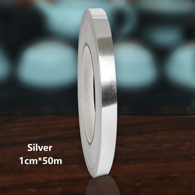 1 Rulou Margine de Pardoseală Aurie Argintie Periată, Autocolante de Perete pentru Etanșarea Impermeabilă a Rosturilor, Bandă Autoadezivă de Rășină pentru Faianță, Finisaj Strălucitor pentru Decorarea Casei