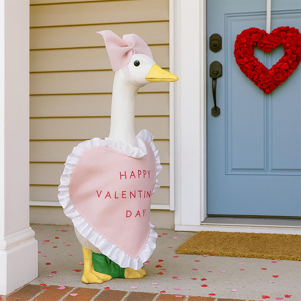 Valentine Day Porch Goose Outfit Heart-themed Goose Costume Valentine's Day Goose Costume Set 23 Inch Porch Decoration for Yard