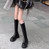 Women's High Over-the-knee Boots Round Head Half-zipper Elastic Thin Thick Bottom Boots Two Heights Optional Fashion Boots Shoes
