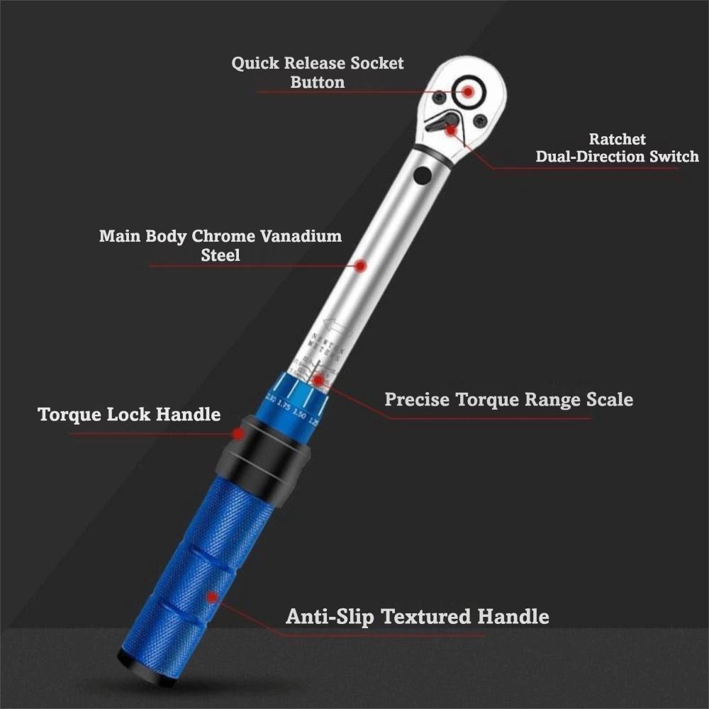 3/8" Drive Magnetic Spark Plug Socket Precision-Adjustable 10-60Nm Torque Range Torque Wrench Dual-Direction Ratchet Heavy Duty