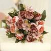 1Pc Simulation 5-pronged Golden Rose Bouquet for Outdoor Courtyard Patio Garden Wedding Decoration Home Decoration
