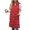 Fashionable Women's Hooded Sleeveless Vest Long Solid Color Zipper Padded Thickened Jacket