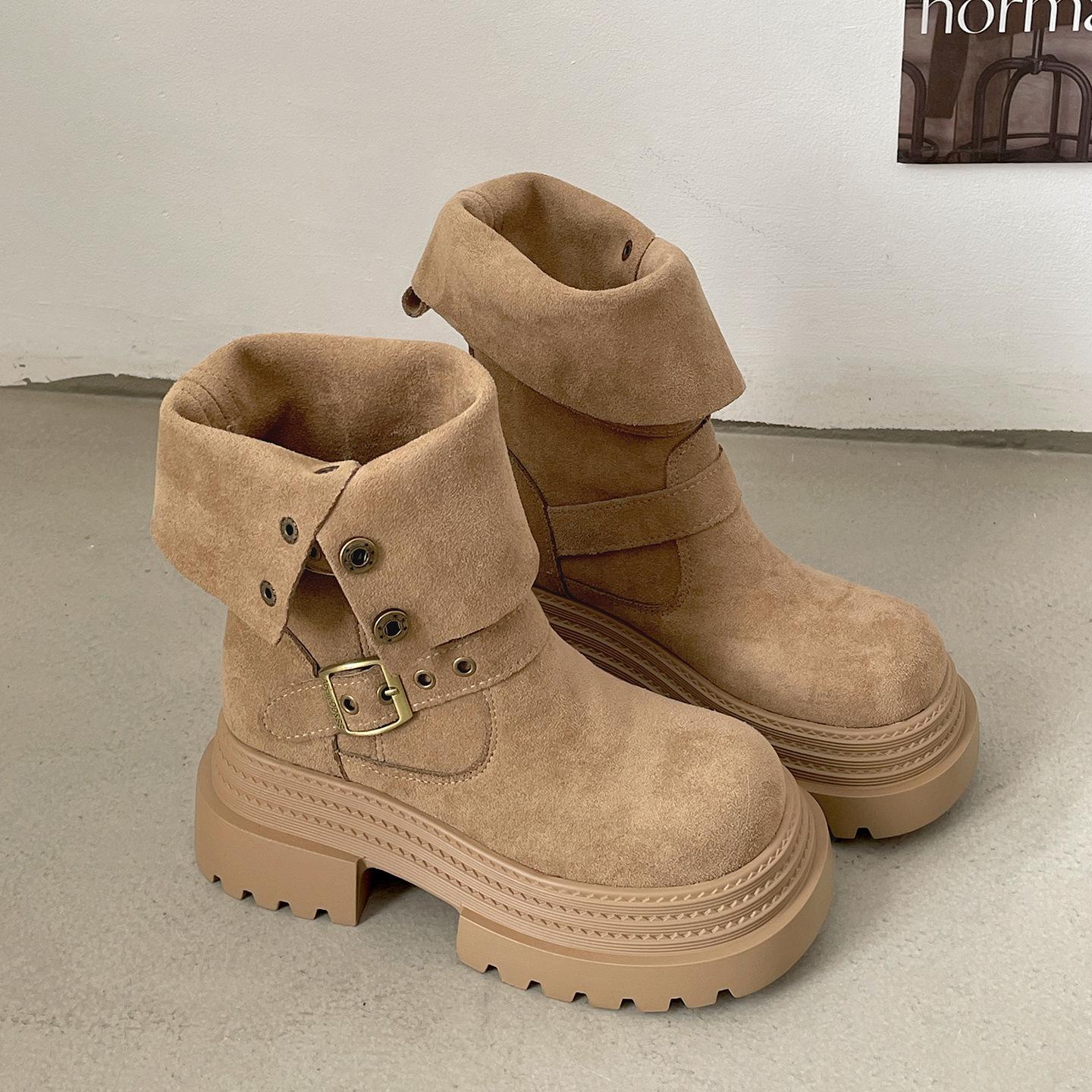 

Brown retro Maillard platform thick-soled high-heeled Martin boots women s 2025 new autumn thin and heightened medium boots 40 хаки