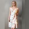Women’s Sexy Lace Spaghetti Strap Ice Silk Nightgown Pajamas with Chest Pad - Summer Sweet Print