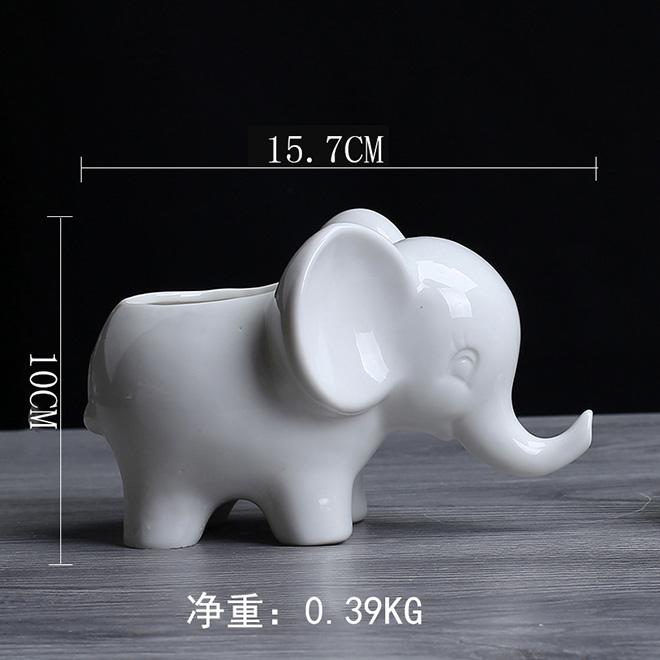 Dropshipping Succulent Pots Elephant Flower Pots Ceramic Succulent Planter Plant Window Boxes for Indoor Outdoor Cactus (White,S) белый