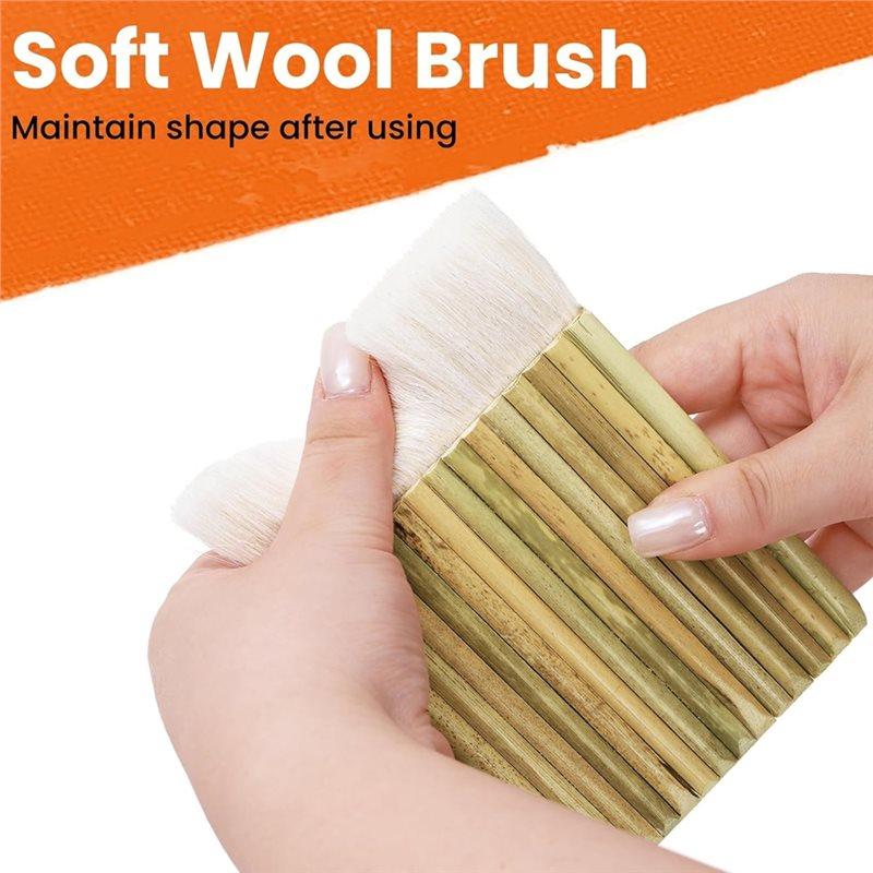 Premium-6 Size Brushes Set, Wide Glaze Brushes For Pottery And Ceramics, Soft Wool Painting Brush With Bamboo For Watercolor