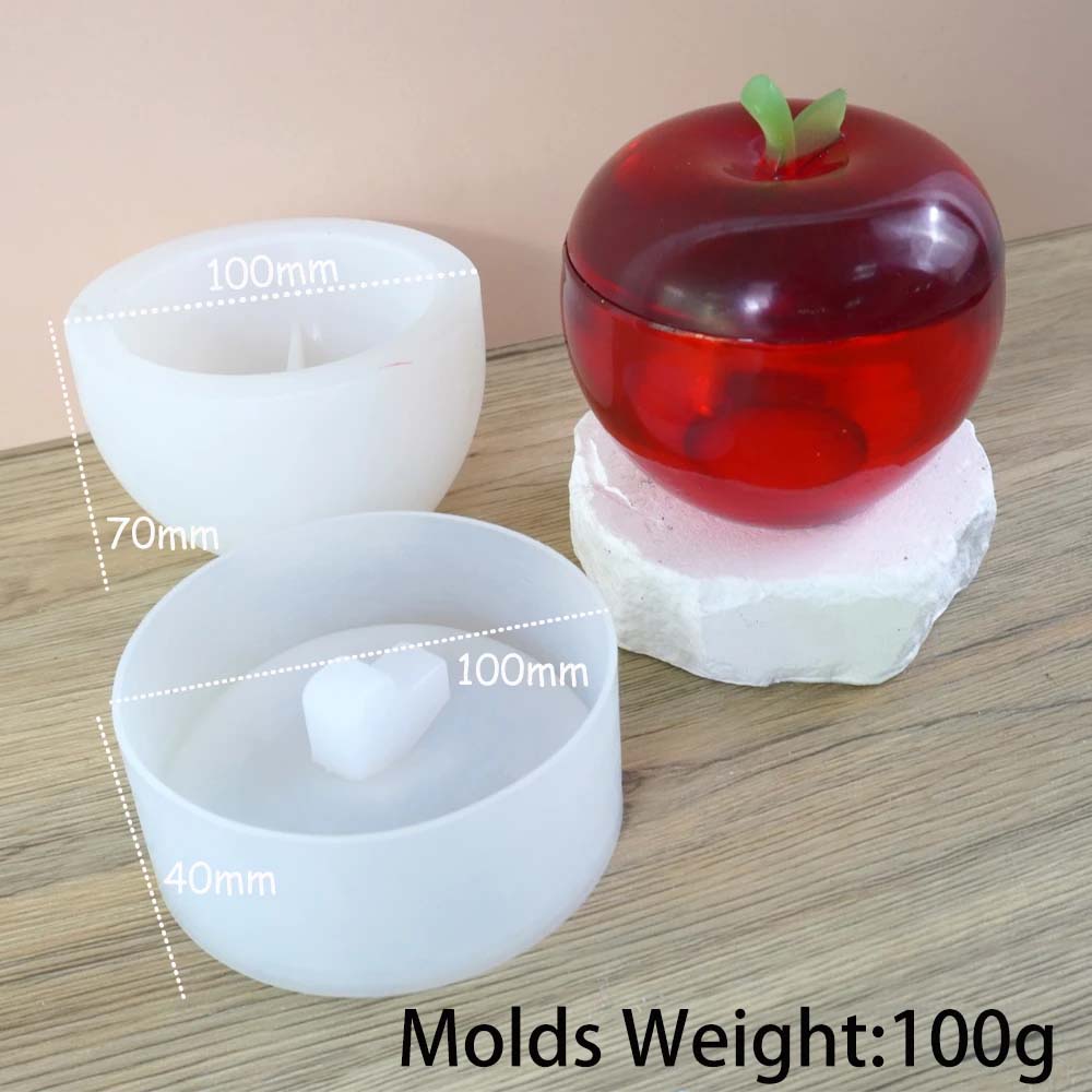 3D Apfel Kerzenglas Silikonform DIY mit Deckel Aufbewahrungsbox Gussformen Gips Beton Harz Blumentopf Herstellung Weihnachts-Bastelarbeiten