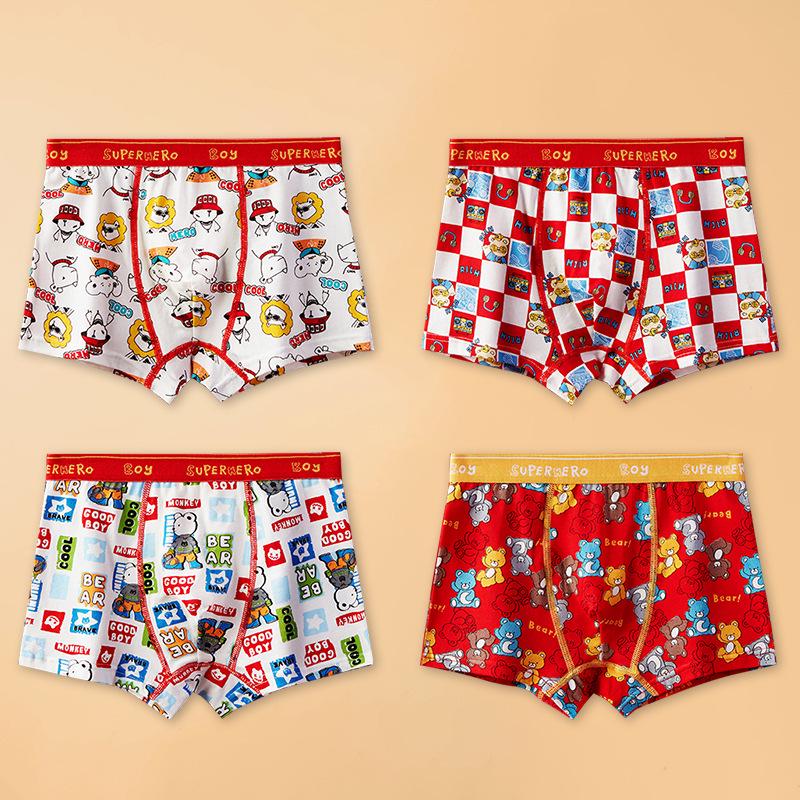 Year of the Horse Boys' Red Cotton Boxer Briefs - Medium & Large