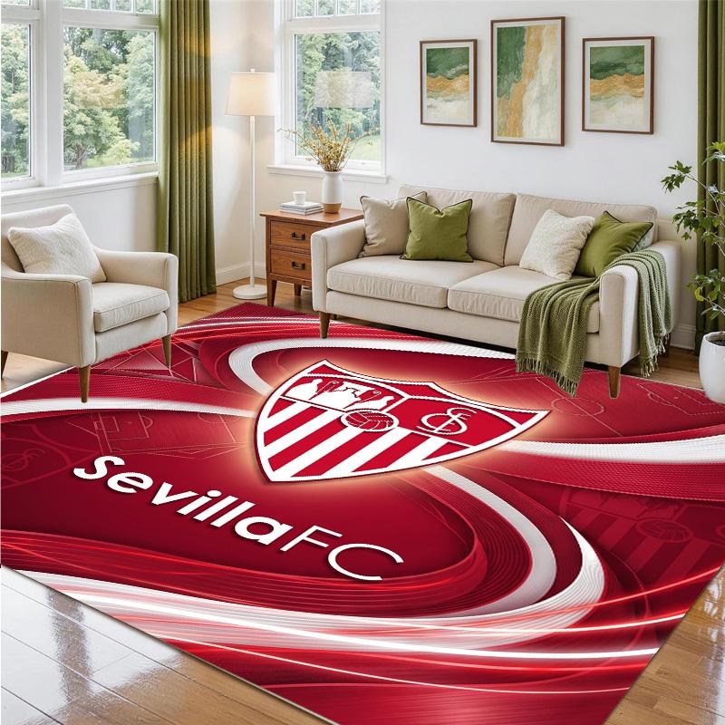 Sevilla FC Design Crystal Velvet Rug Soft Decorative Mat for Bedroom Entrance