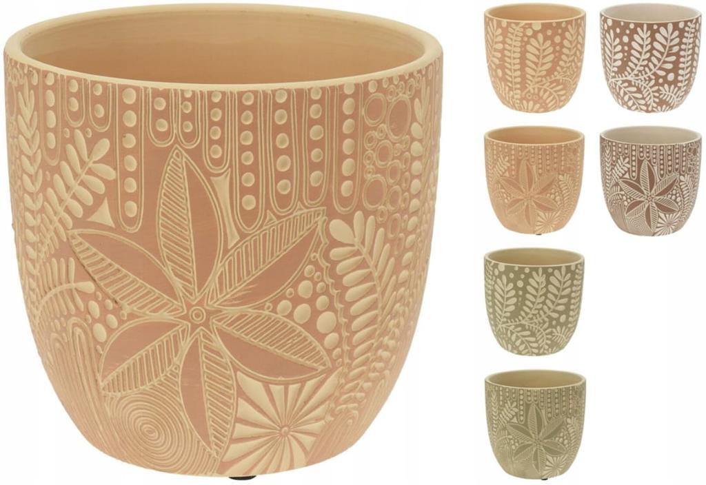 Ceramic Flowerpot with Ethnic Ornament 135x125cm Decorative Cover
