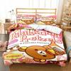 Cartoon Rilakkuma Bear Printed Bed Set Duvet Cover Pillowcase Bedding Set Bed Linen Sheet Quilt Cover Full Queen King Size