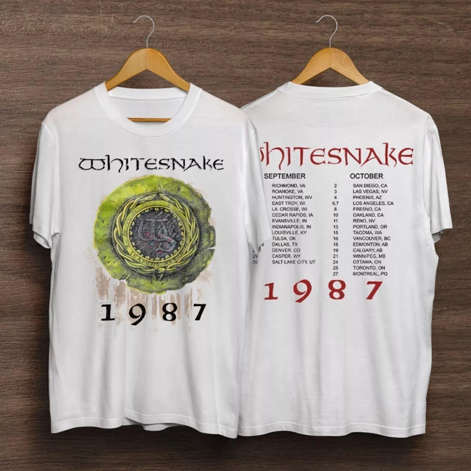 1987 Whitesnake Tour Concert WHITE T Shirt Full Size S-5XL XXXL