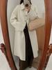 Doll collar high-end medium and long simple single-breasted double-sided wool coat, thickened large cuffs cashmere jacket